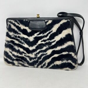 Vintage Sourè Bag Zebra Print Unique Purse Broken Strap Shows Some Wear